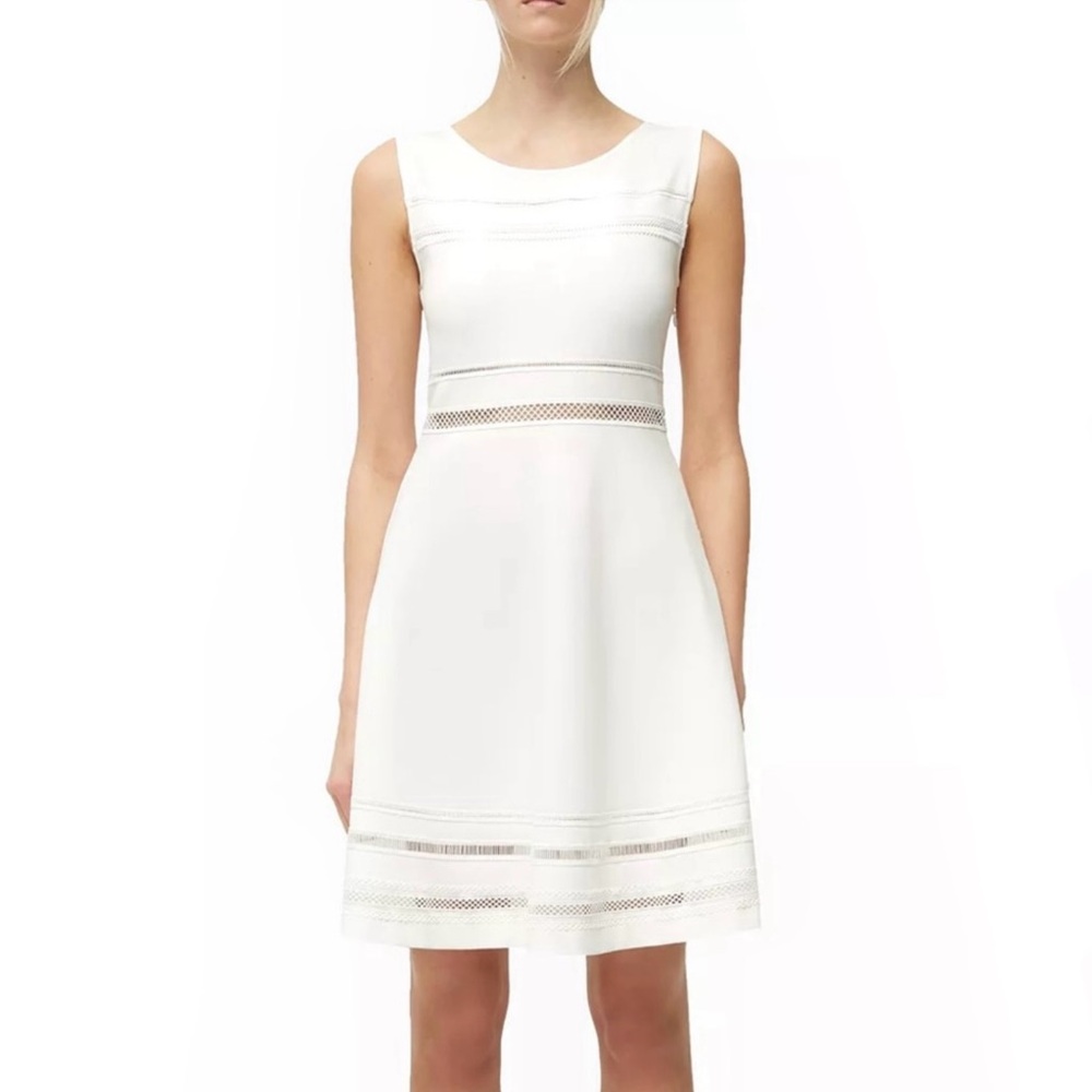 FRENCH CONNECTION WHITE FIT & FLARE MINI DRESS